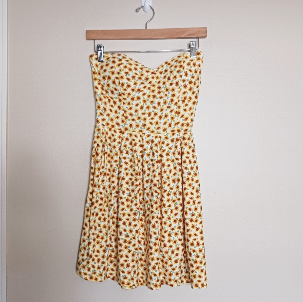Derek Heart Sunflower Strapless Dress